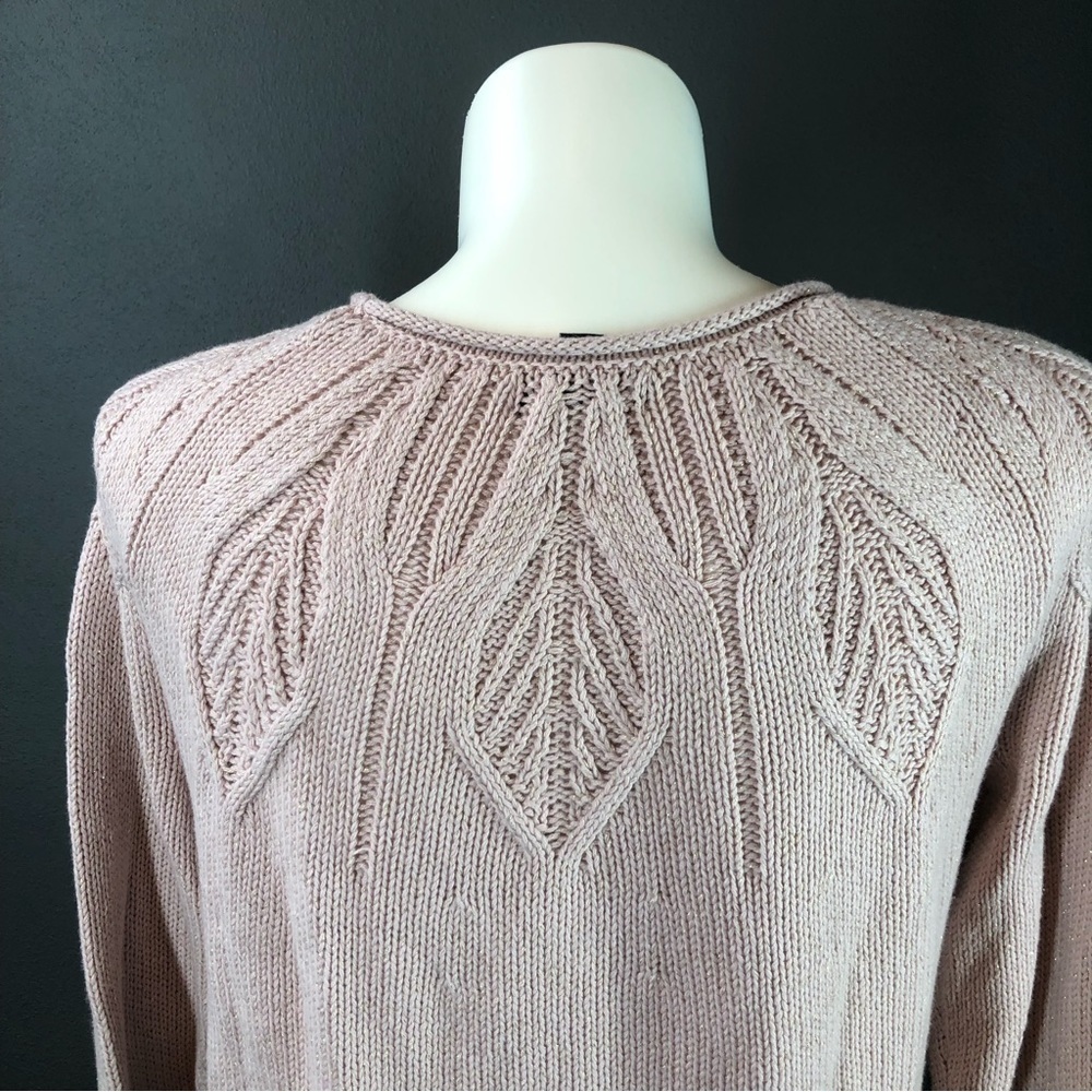 Chaps Pink Gold Leaf Stitch Boatneck Sweater - Picture 8 of 10